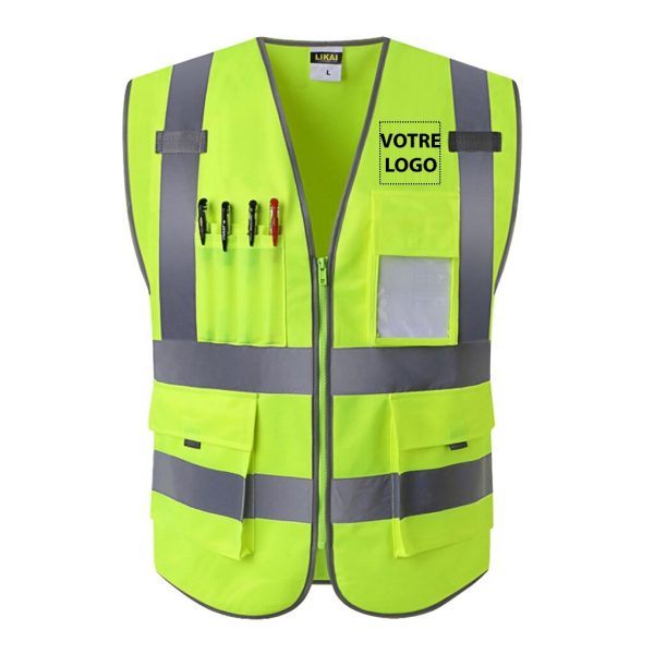 Gilet de sécurité personnalisé jaune à poche
