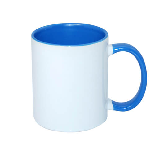 Mug personnalisé en céramique avec anse et intérieur bleu azur 330 ml – Image 2